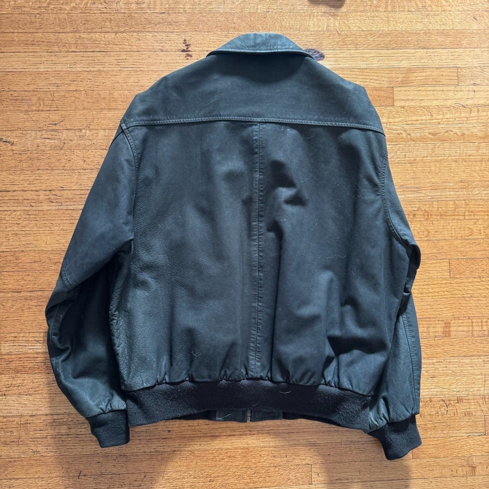 LL Bean Bomber Jacket Mens Large Gray Excellent 70s Vintage Leather Grail - Picture 2 of 5